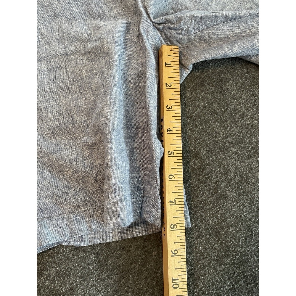 Perry Ellis Mens Blue Linen Cotton Blend Flat Front Shorts Size 34 - Picture 4 of 5
